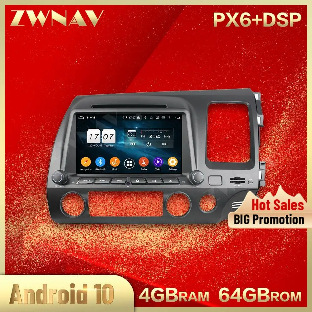 

Автомобильный мультимедийный плеер, 2 din, Android 10,0, экран для Honda Civic 2007-2011, аудио, радио, стерео, wifi, GPS, navi, головное устройство, авто стерео