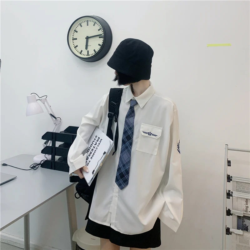 

Spring 2021 Women's Shirt plus size bear embroidery Korea New Lapel Long Sleeve Loose Fit Fashion Tide 2033-A