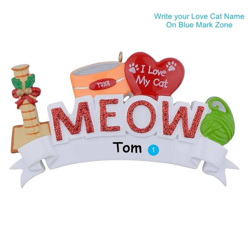 MEOW WOOF I Love My Cat Dog полирезиновые персонализированные елочные украшения для