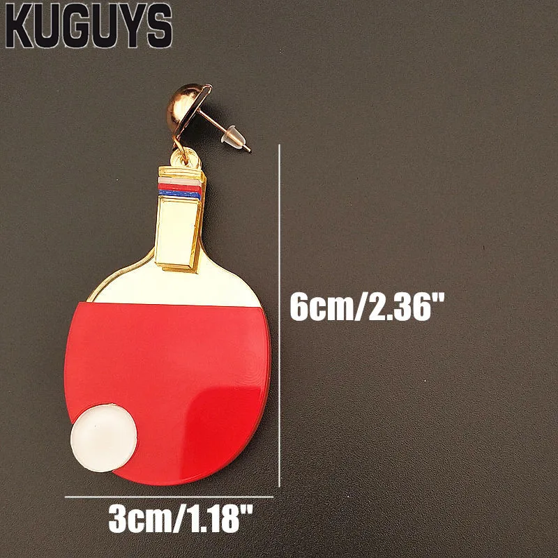 KUGUYS Tennis Bats Drop Earring for Women Acrylic Red Mirror Gold Fashion Jewelry novel Accessories | Украшения и аксессуары