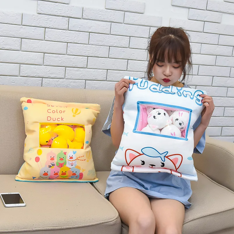 

8pcs A Bag Cute Cat Rabbit Pig Snack Pillow Large Bag of Doll Plush Toys Hobbies Stuffed Animals For Children Gift
