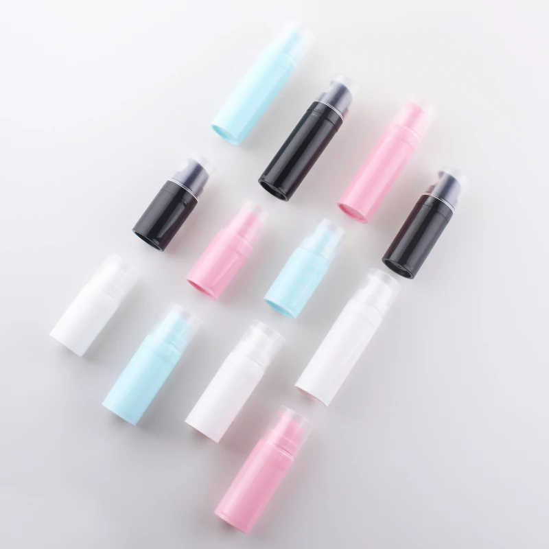 

50pcs 5ML 10ML 15ML Airless Plastic Pump Bottle Vacuum Pump Travel Bottling 1/6oz Container Black Airless Spray Bottle Lotion