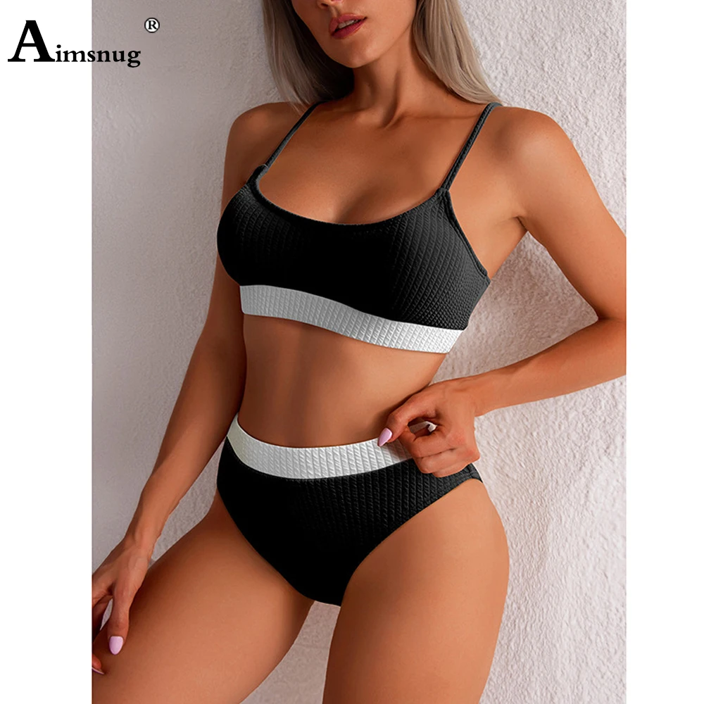 Women Spliced Fashion Bikini Sets Knitted Swimsuit Sexy Push Up Two Pieces Swimwear 2022 New Summer Bathing Suits Femme Clothing