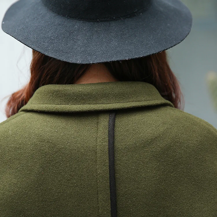 

JCHB 2021 Solid Long Wool Coat Elegant Single Button Wide-waisted Wool Blend Coat and Jacket Turn-down Collar Women Coats Autumn