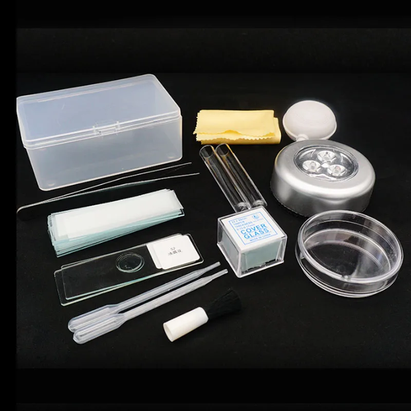 Microscópio Pinça Capa de Vidro Slides de Papel Lâmpada de Pano Acessórios para Fazer Amostra com 10 Peças 11 Peças Peças de Microscópios