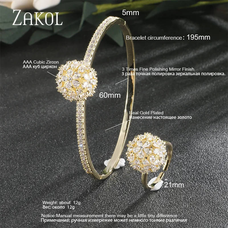 ZAKOL Новая мода кубического циркония цветок кластер Свадебные ювелирные изделия