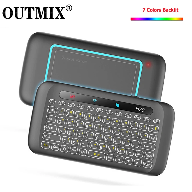 H20 Mini tastiera Wireless retroilluminazione Touchpad Air Mouse telecomando pendente IR per android Box Smart TV windows PK H18 Plus