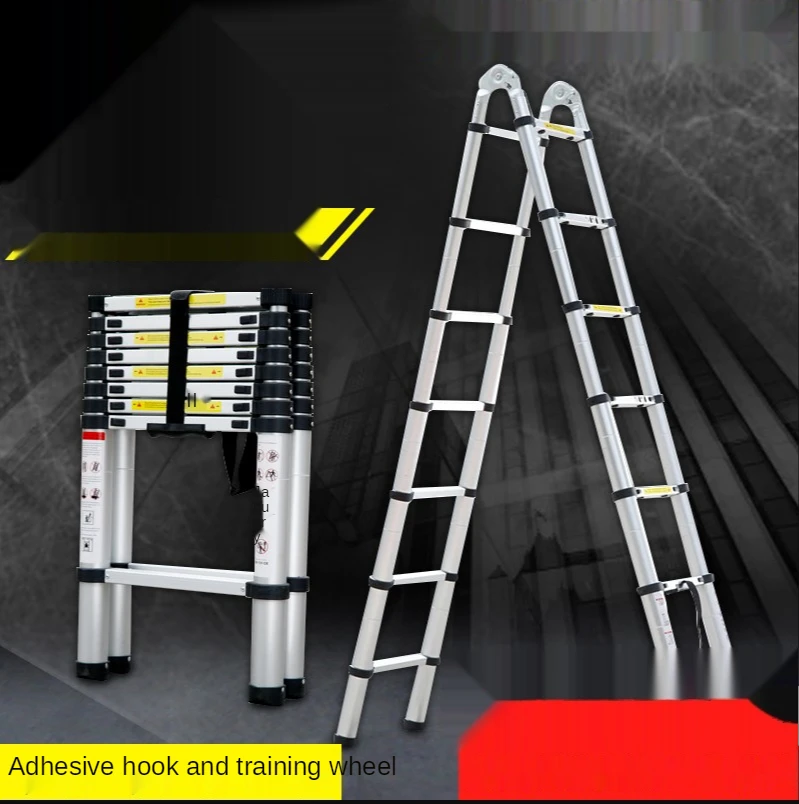 2.2m Multifunctional Folding Telescopic Ladder, Can Be Converted Into Vertical Ladder/herringbone Ladder Dual Purpose Ladder