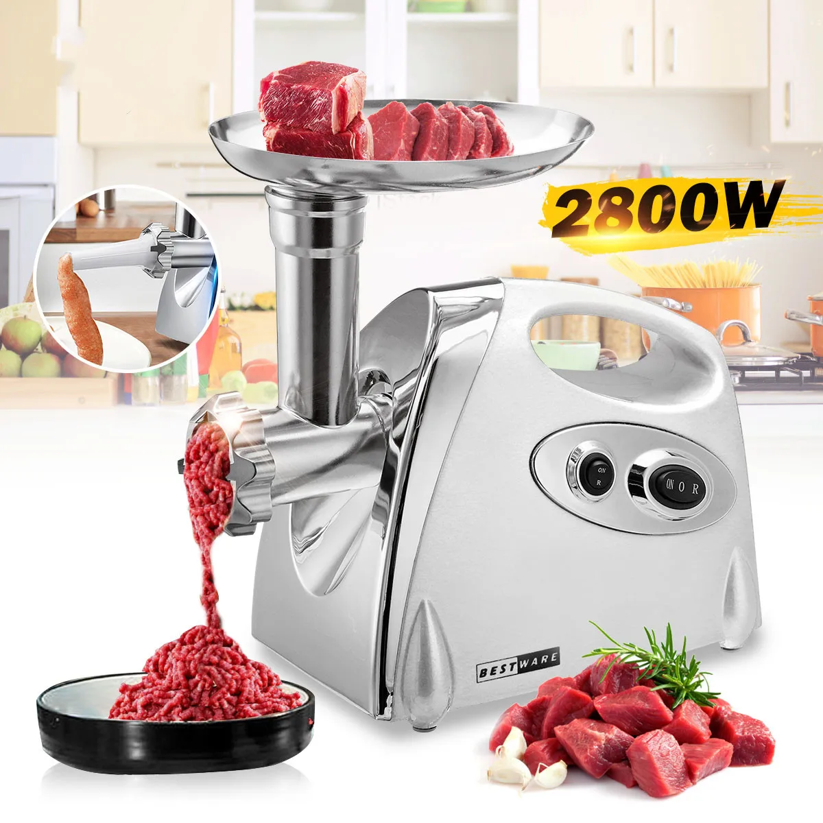

110V-220V Electric Meat Grinders 2800W Heavy Duty Grinder Mincer Sausage Stuffer Maker Kitchen Slicer Food Processor Machine