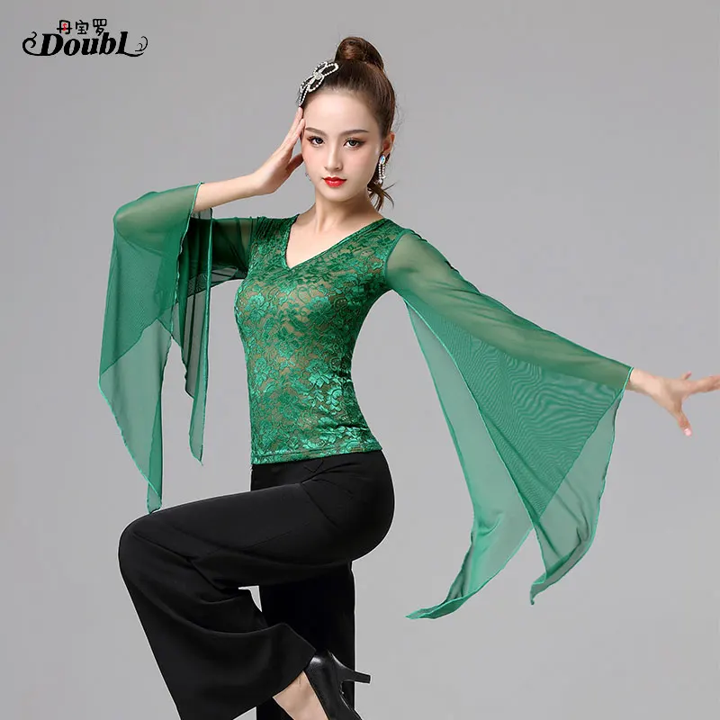 Топ женский для латиноамериканских танцев с длинным рукавом|Бальные танцы| |