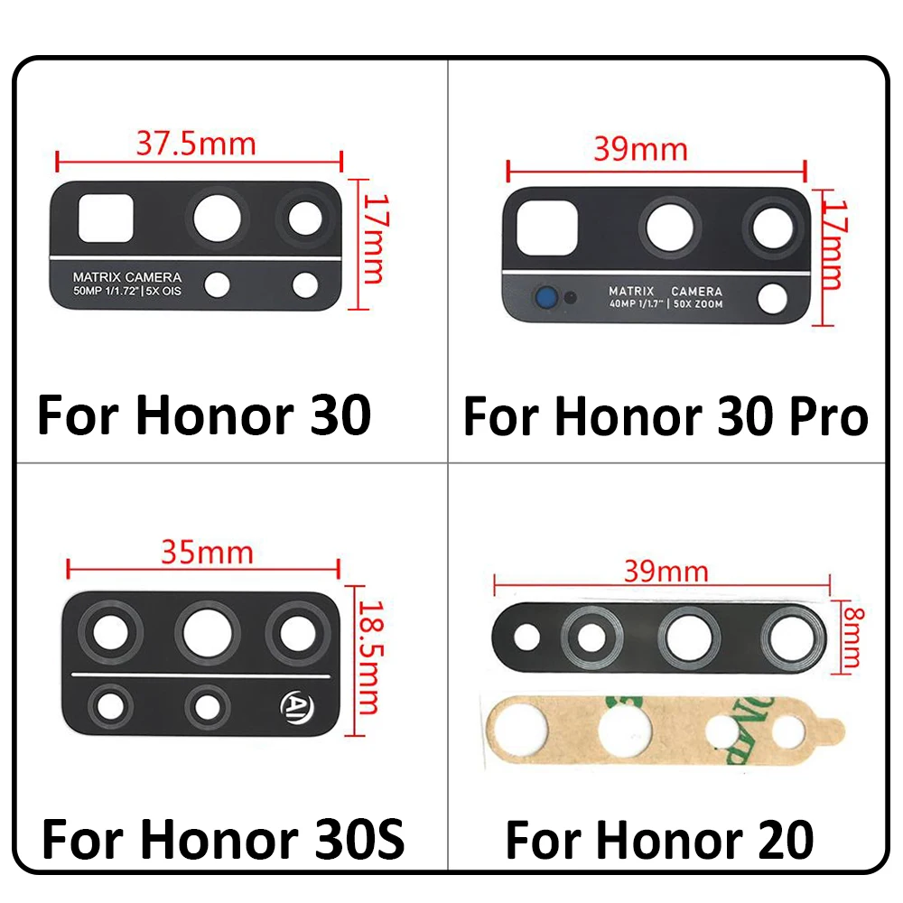

Стекло для объектива задней камеры Huawei Honor 30S 30 20 20i 20S 9X V20 20i 20 10Pro, 2 шт.