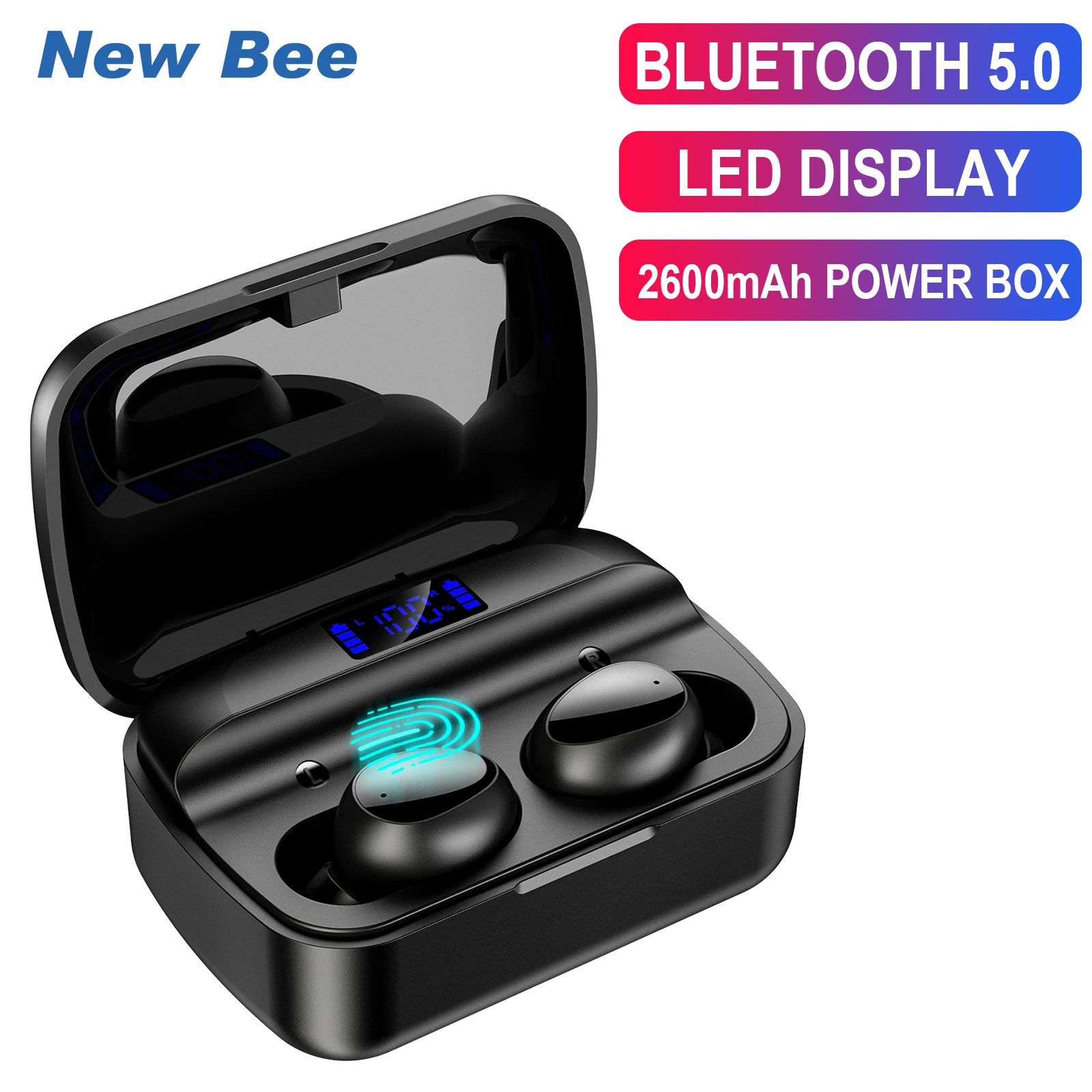 Беспроводные наушники Bee TWS с Bluetooth 5 0 2600 мАч зарядная станция спортивные