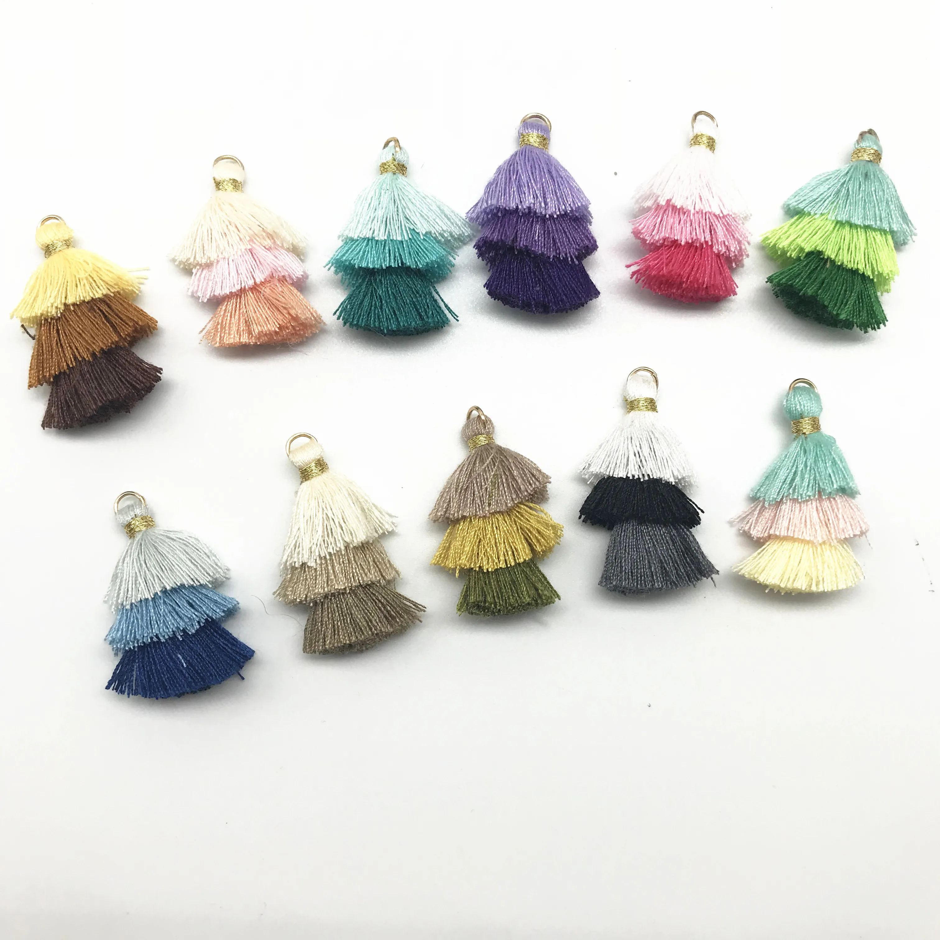 2 шт Bohochic Boho 3 слоя хлопок Красочные кисточки для изготовления ювелирных изделий Diy ювелирных изделий Аксессуары