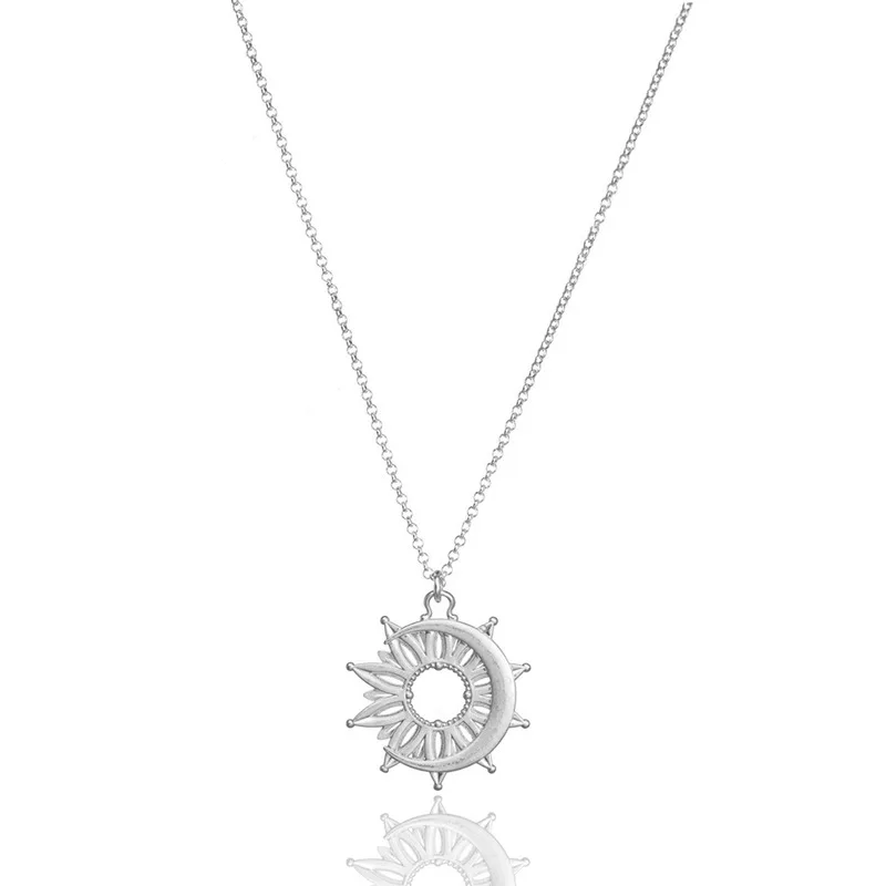 Ожерелье с подвеской солнце и луна пусть ваш яркий светильник блестит Meaing Card Luck