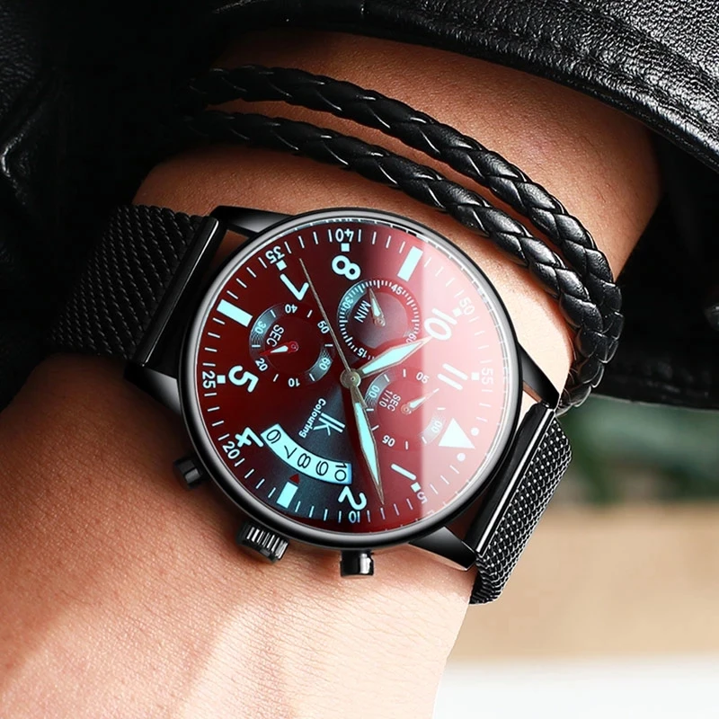 

IK coloring Cool Concept Men Watch Multi-Function Non-Mechanical Men's Watch Black Technology Quartz Watch
