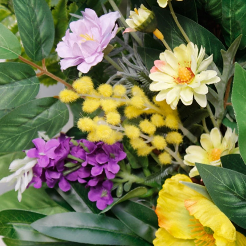 

22inch Artificial Spring Wreath Front Door Handcrafted Wreath for Home Decor Q1JB