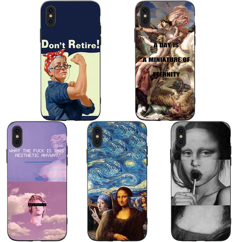 Забавный Мягкий силиконовый чехол для телефона Mona Lisa Art David lines из ТПУ Iphone 6 6S 7 8 Plus X