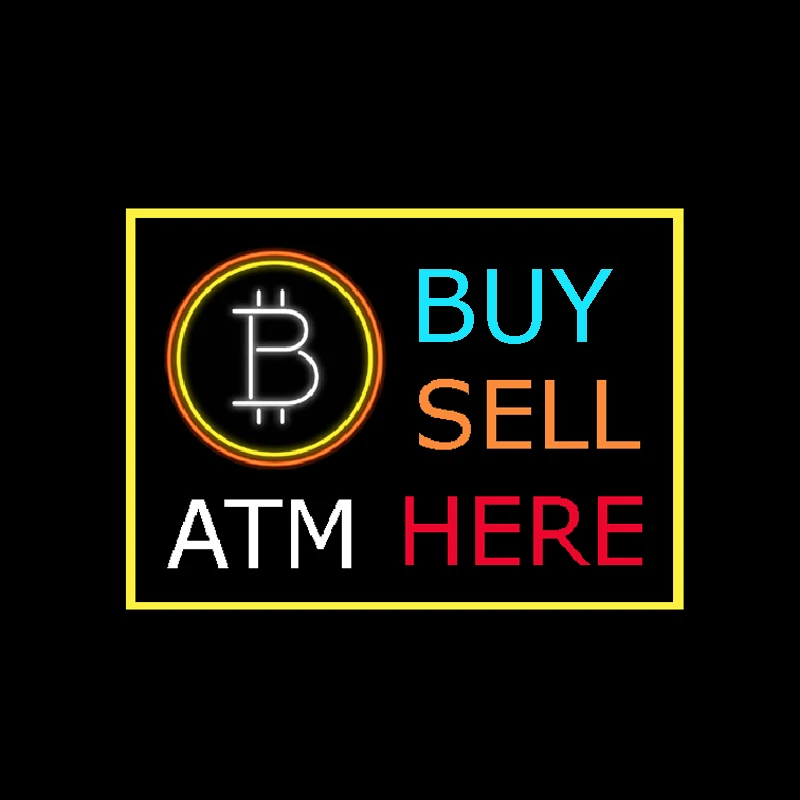 

BITCOIN ATM BUY SELL HERE Neon Sign Custom Handcrafted Real Glass Tube Bank Store Shop Decoration Display Light 24"X 20"