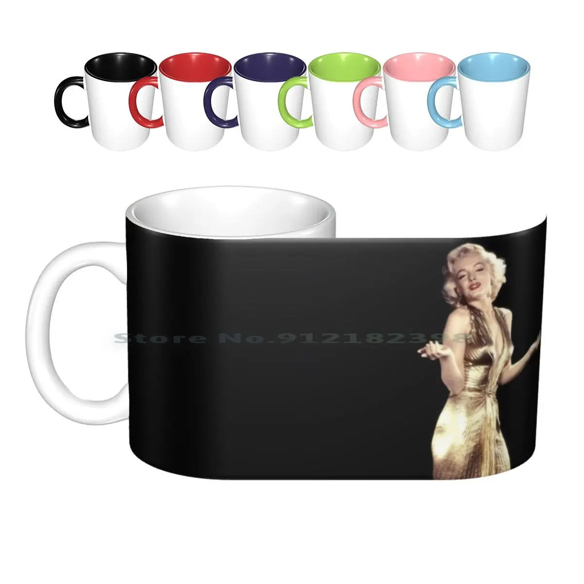 Marilyn Monroe: in EINE Gold Lamey Kleid Druck Keramik Becher Kaffee Tassen Milch Tee Becher Marilyn Marilyn Monroe Pinups Berühmte