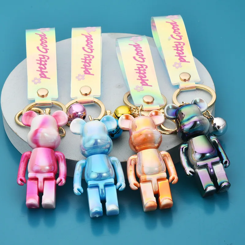 

New Fashion Colorful Bear Keychain Cute Bear Couple Key Ring Male Car Keychains Girl Bag Pendant Gift for Friends