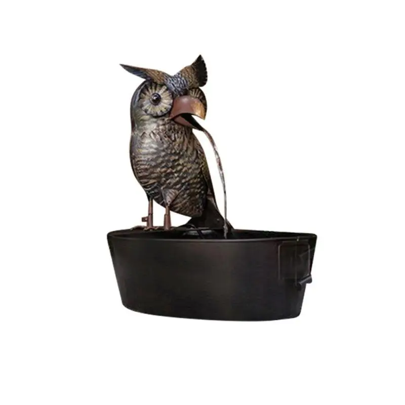 

Resin Iron Crafts Fountain Outdoor Metal Crow Owl Chicken Water Fountain Yard Art Decor Home Fountain Courtyard Art Decoration