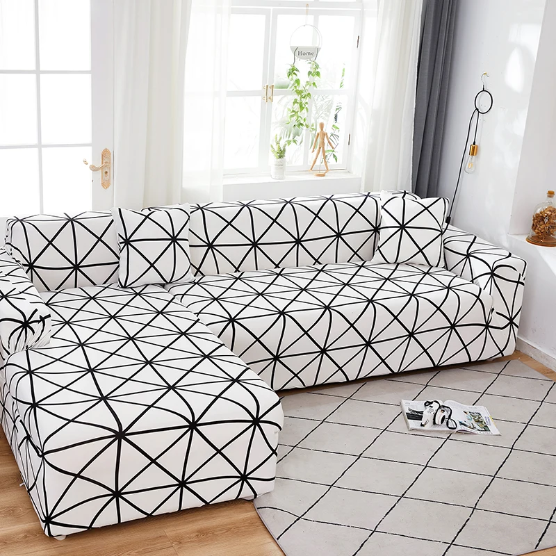 

Geometric Elastic Sofa Cover for Living Room Modern Sectional Corner Sofa Slipcover Couch Cover for Sofa 1/2/3/4 Seater