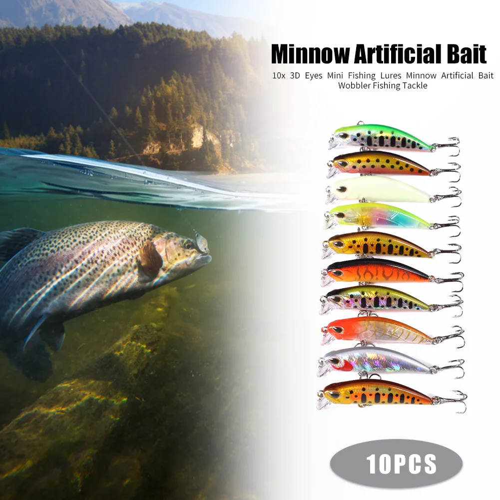 

10pcs Plastic 3D Mini Imitation Eyes Fishing Lures Minnow Artificial Bait Lure Crankbaits Wobbler Fishing Tackle Accessories