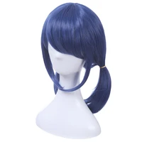 wig dark blue cosplay wig double ponytail straight cosplay wig halloween heat resistant synthetic wig cosplay accessories