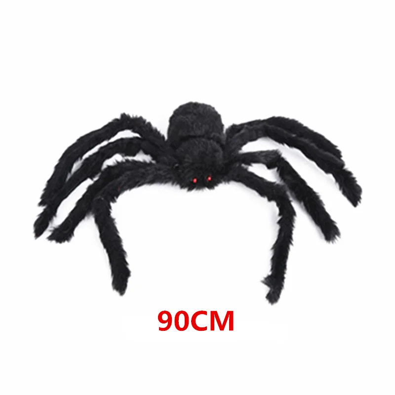 90CM Черный мягкий розыгрыш шутки страшные игрушки ужасные из искусственного плюша; Spider 30/50/75/90 см для Хэллоуина Декор Игрушки вечерние этап ужас реквизит - Цвет: 90CM