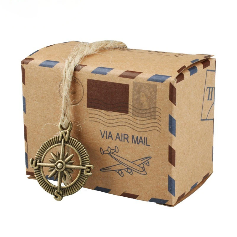 50 шт. крафт-бумага коробка для конфет с глобусом и компасом шоколада подарков