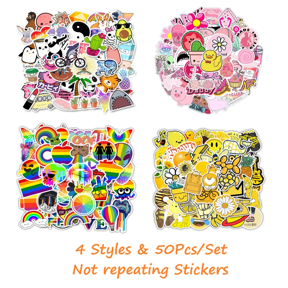 Милый мультфильм Радуга желтый розовый стили стикер VSCO наклейки s этикетки на