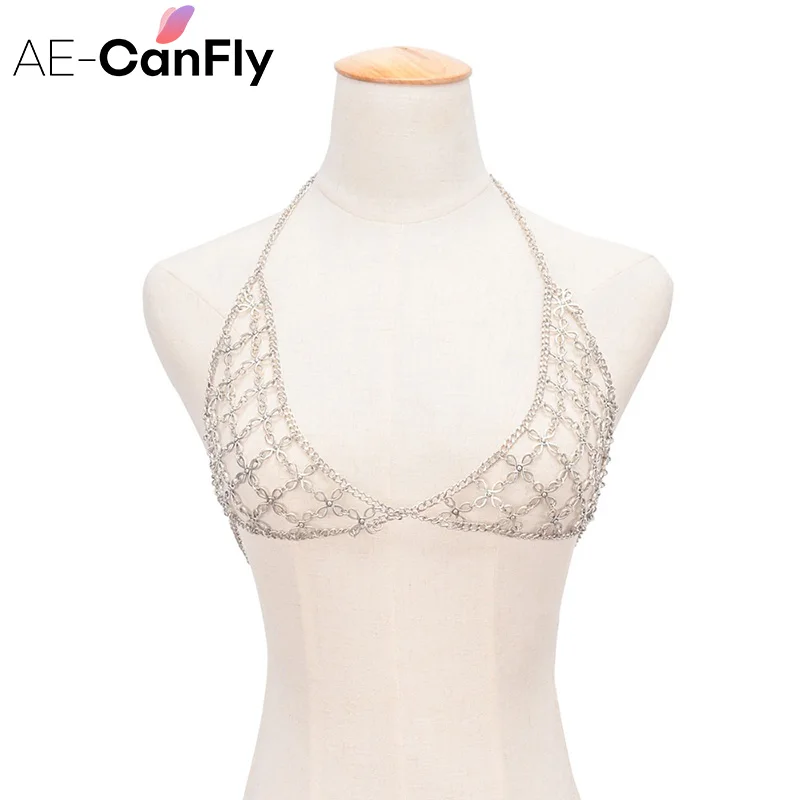 AE CANFLY сексуальный полый Цветочный Бюстгальтер цепь винтажный пляжный раб