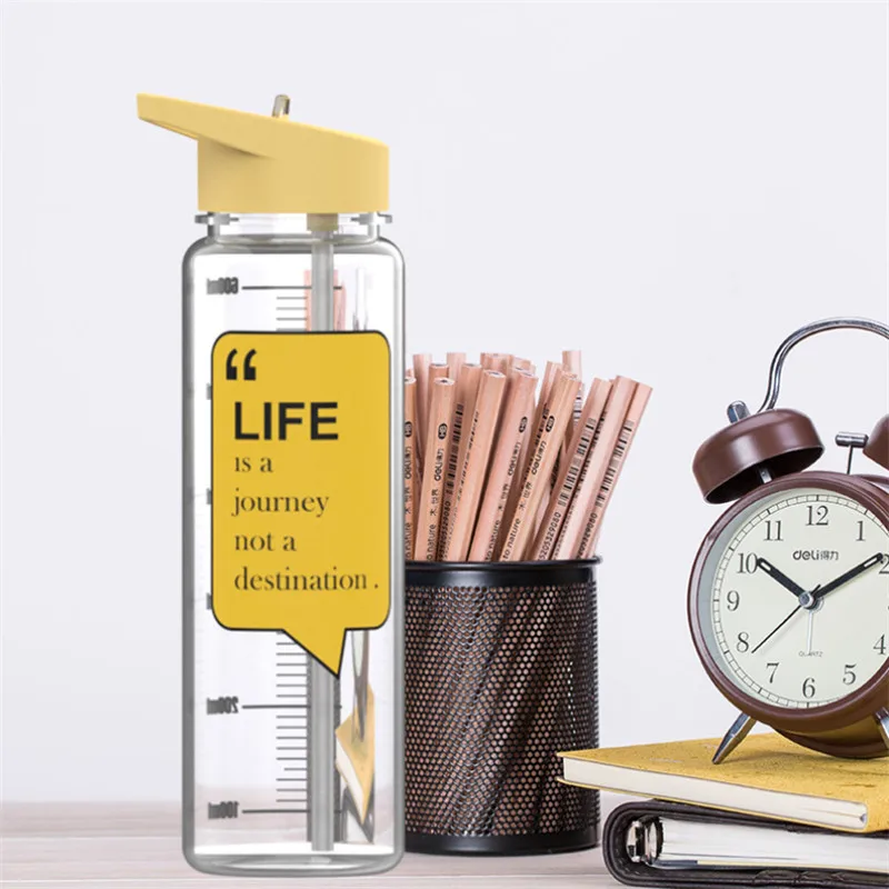 Бутылка для воды из соломы 720 мл принт фламинго ручка сока|Бутылки воды| |