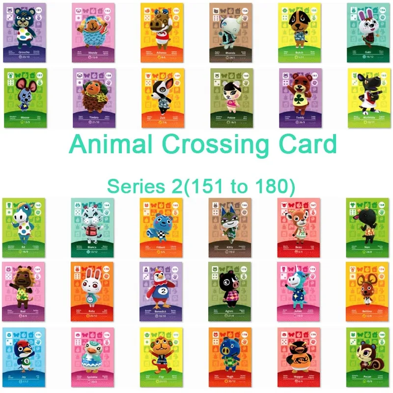 Карточная карта Amiibo серии 2 для игр Ns Rosie Switch Welcome Audie (151-180) | Безопасность и защита