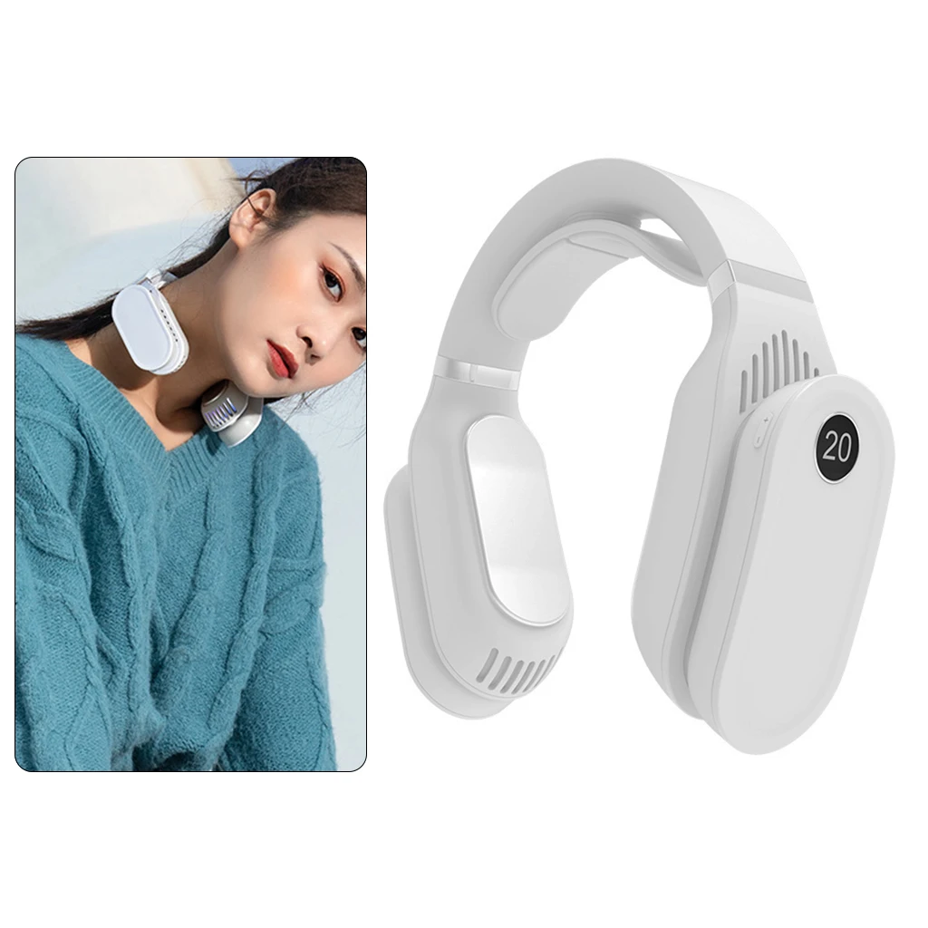 

Portable Hanging Neck Fan Cooling Heater Smart Electric Bladeless Heating Air Conditioner Neck Silent Fan for Home Office Travel