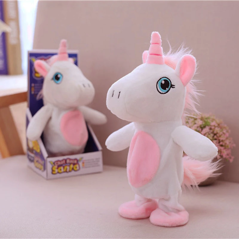 

Talking Unicorn Walki-talki Electric Walking Repeater Record Plush Toy Baby Kawaii Funny Stuffed Animal Horse Dolls 25cm0.1kg