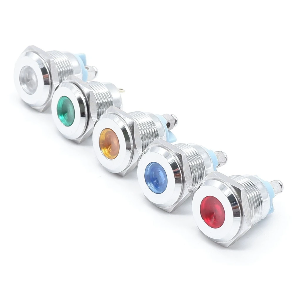LED Metal Indicator lights 16mm round flat head Signal lamp screw connection 12V 24V 220v led indicator light piloto 12v |