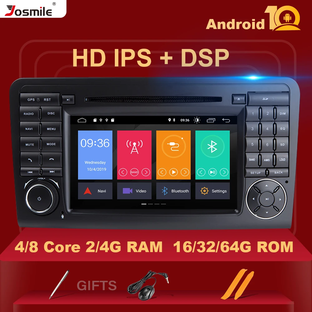 Автомобильный DVD мультимедиа с радио 4 Гб 2 Din Android 10 для Mercedes Benz CLASS ML W164 X164 ML350 ML300 GL500