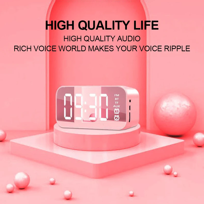Multi Function 5.0 Bluetooth Subwoofer Speaker Wireless Mirror Alarm Clock FM Radio Protable Accessories Support TF Card AUX | Электроника
