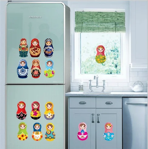 Мультяшные наклейки на стену матрешки русские куклы искусство | Дом и сад