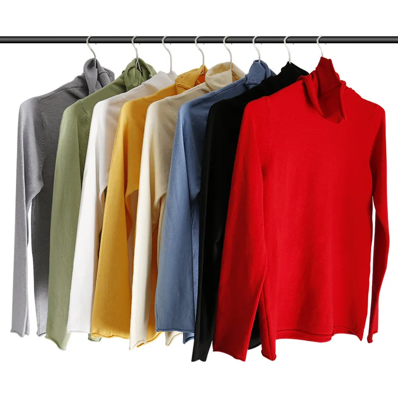 Весенний и осенний зимний женский вязаный свитер с высоким воротом повседневный