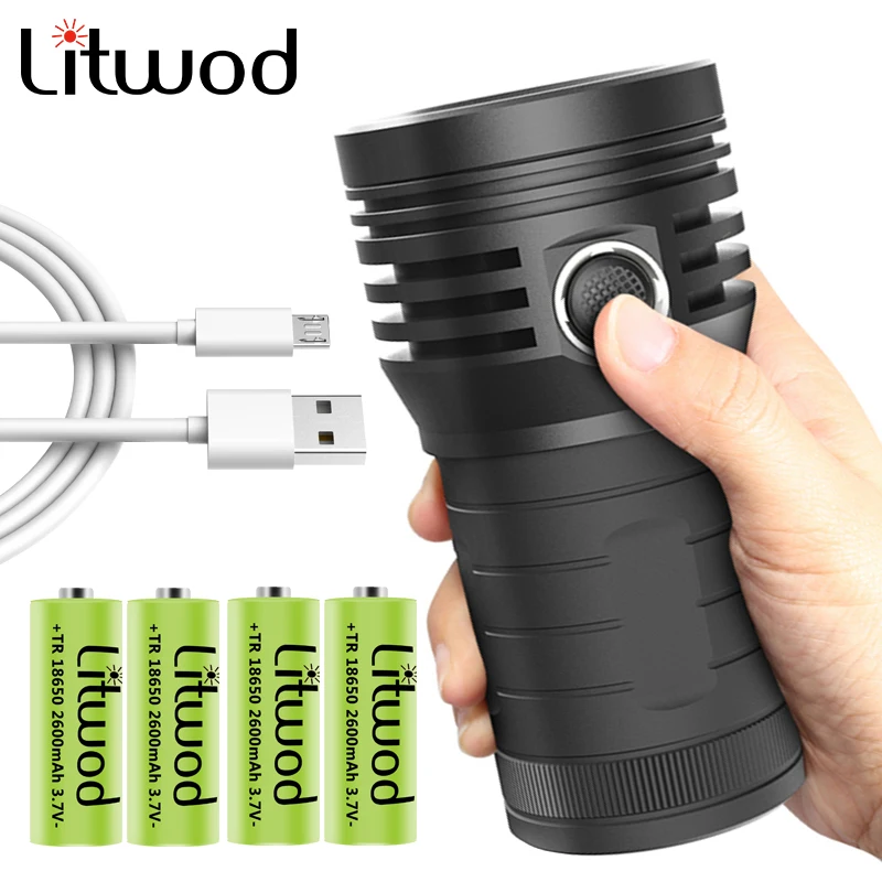 Мощный светодиодный тактический фонарь 3 шт. XHP90.2 супер режима фонарик USB