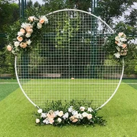 White Grid Wrought Iron Circle Flower Frame for Wedding Arch Backdrop Decoration Metal Round Shelf Wedding Festival Stage Layout