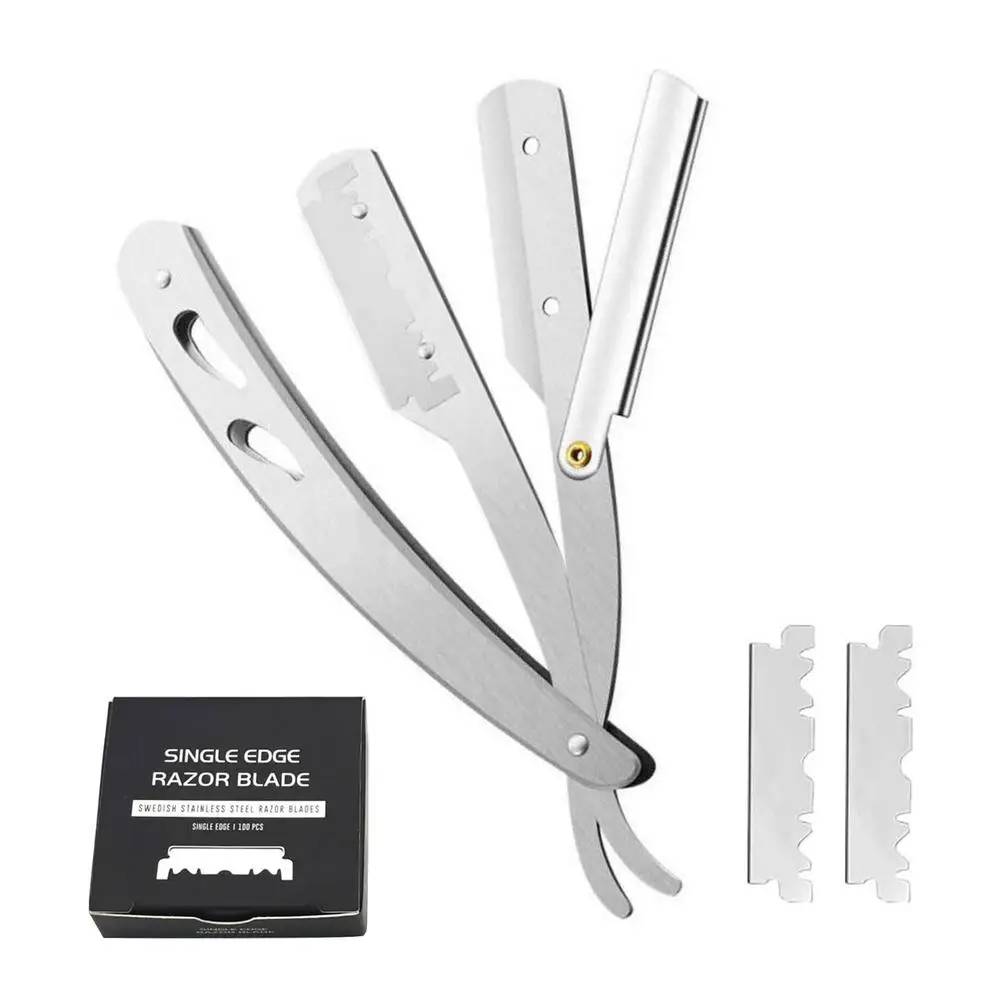 

Folding Shaving Barber & Clippers Combination Manual Shaver Straight Edge Stainless Steel Sharp Barber Razor Hairdressing Tool