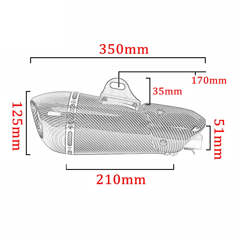 For ER6N S1000RR GSXS750 Z900 Z750 S1000R FZ6 N 51MM Universal Motorcycle Exhaust Pipe Escape Modified Carbon Muffler DB Killer |