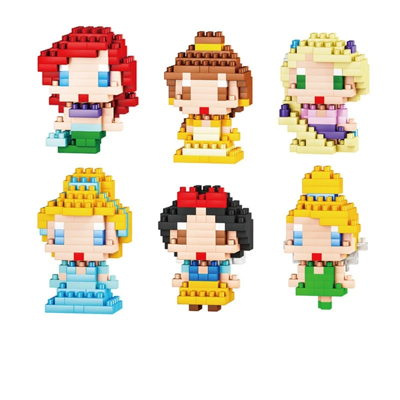 Миниатюрные строительные блоки Disney игрушки для детей Белоснежка Ариэль Эльза