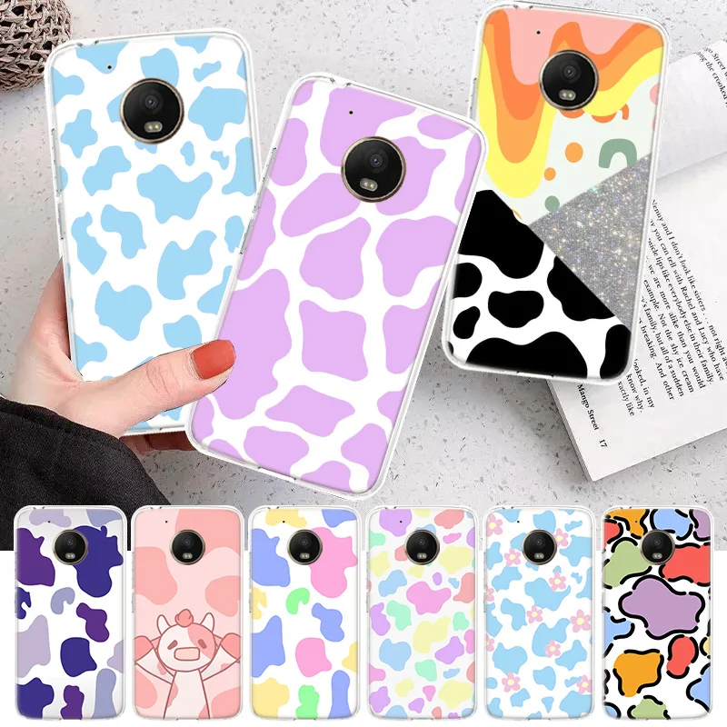 

INS Pink Rainbow Cow Soft Cover Soft Phone Case For Motorola Moto G7 G8 G9 G6 G30 E5 E6 Power Plus Play One Macro Action Fusion