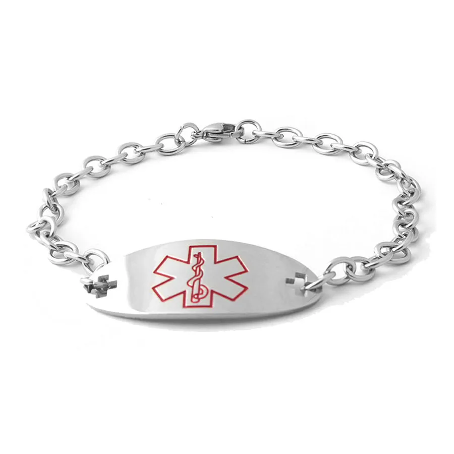 Runda 2020 модные медицинские браслеты ID Cross из нержавеющей стали овальная цепь