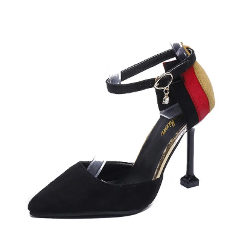 

Summer ladies baotou color matching shoes with stiletto heels new shallow mouth cat with single shoes