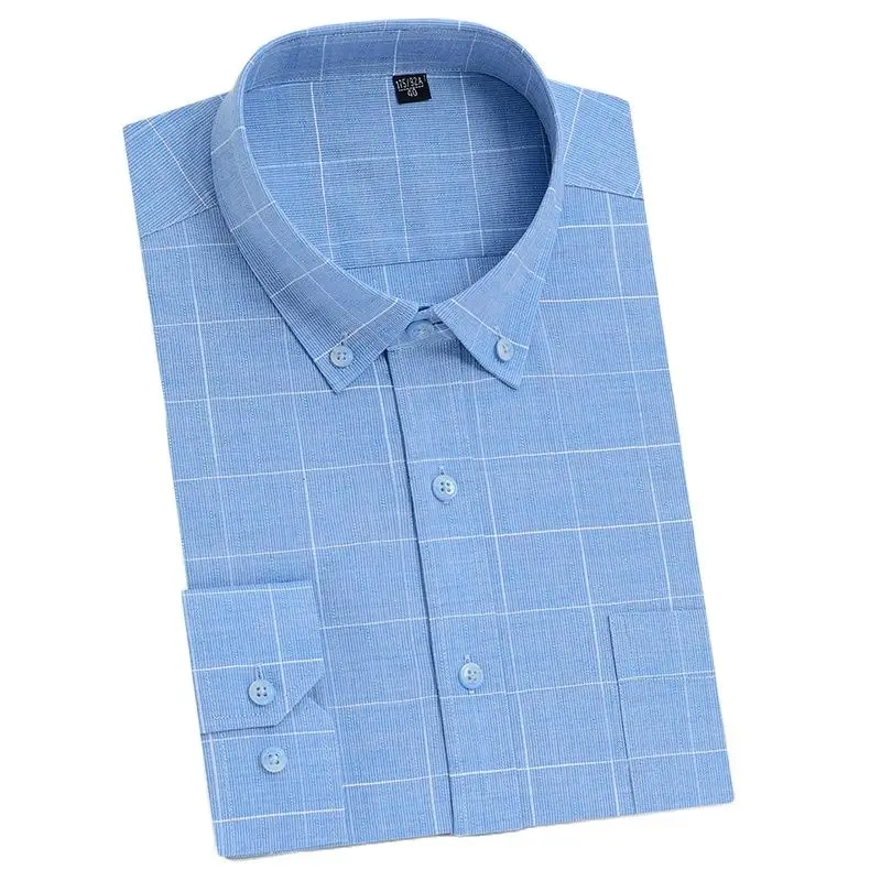 

Модная мужская Повседневная рубашка подушки из чистого хлопка в клетку, удобная мужская рубашка в клетку с длинными рукавами, деловая формальная одежда, новинка 2020